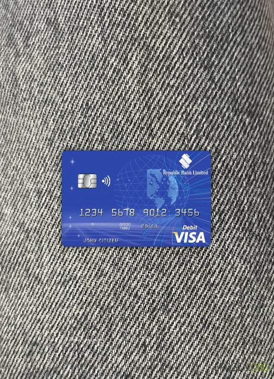 Photolook de la carte visa de la Barbados Republic Bank avant